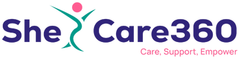 SheCare360 official logo with pink and white design.