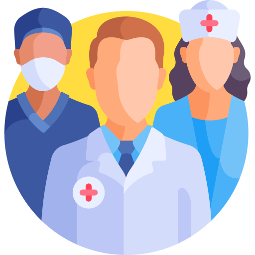 SheCare360 image showing a smiling medical team of doctor and nurses.